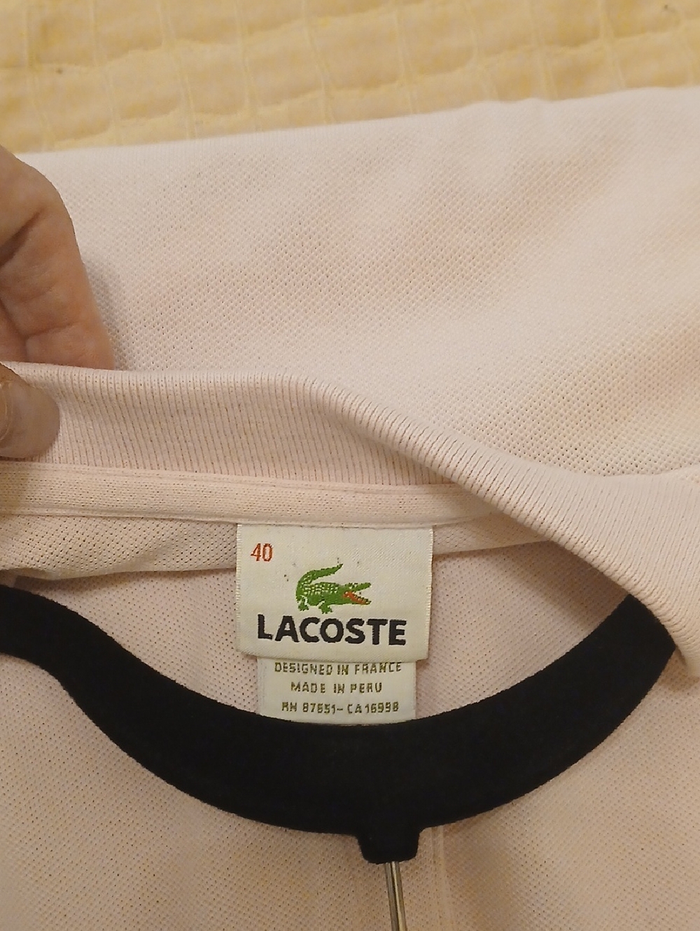 Lacoste Light Pink Short Sleeve Polo with Green Croc - Picture 3 of 5